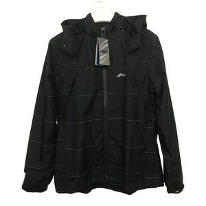 NWT Asics Women's Hooded Storm Shelter Running Jacket - Size XL - Black
